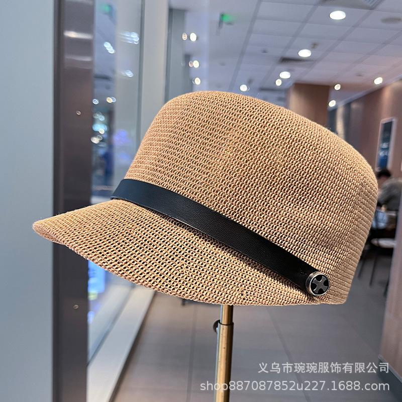 Belt Cap Women's Summer Linen Solid Color Breathable Equestrian Hat British Trend Sun Hat