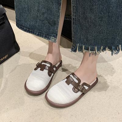 Mode 2024 Markenschuhe für Damen Baotou Damen Hausschuhe Mode Gürtelschnalle Lässige Hausschuhe Damen Heißer Verkauf Leichte Flache Hausschuhezapatos