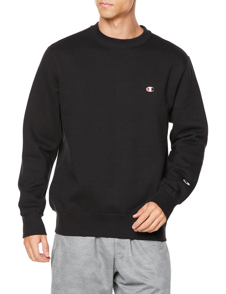 Long Round One Point Crew Neck S [Champion] Sweatshirt, Sleeve, Neck, Logo, Sweatshirt, C3-W005, Men's, Black,