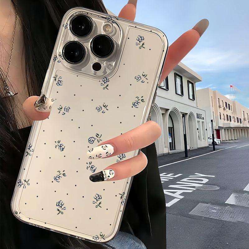 Ins Clear Blue Floral iPhone 11Promax Mobile Phone Case for Apple 11promax Space Case 11 Sets
