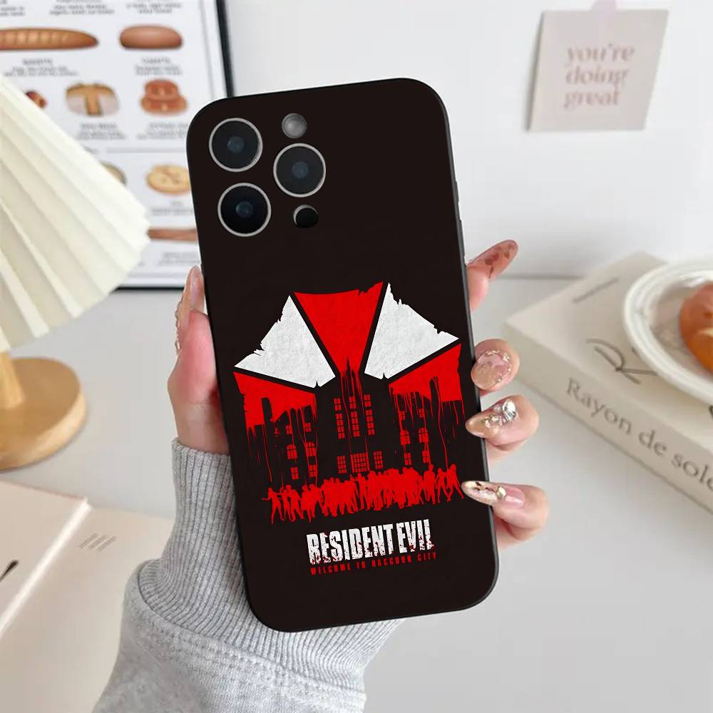 R-Resident Evil Game Logo Phone Case Black Silicone Soft Shell For IPhone 17 16 15 14 13 12 11 Air Pro Max Plus Hot Sale