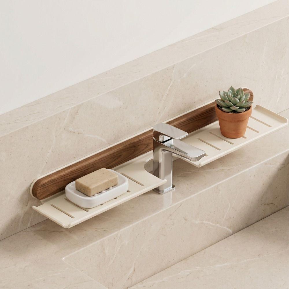 Without Holes Drilled Wall-Mounted Shelf Large Capacity Washroom Storage Shelf  Household
