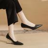 75001 [Schafsleder] High Heels Damen Keilabsatz Frühling 2025 neu spitz zulaufend Temperament Retro Pendlerschuhe