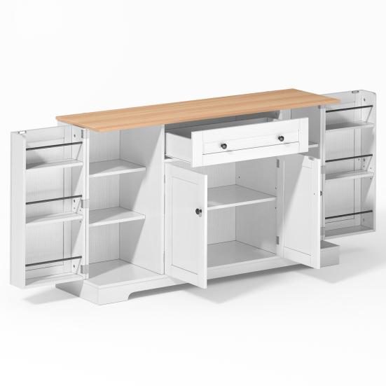 Hutch Cabinet Patchwork Color Large Sideboard with 4 Doors And 1 Drawer Kitchen Buffet Modern for Dining Room Living Pantry