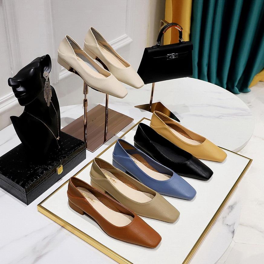 Super Soft! Daily Commuting Single Shoe Temperament Korean Spring Square Head Shallow Mouth Comfortable Retro Simple One-pedal Grandma Shoes