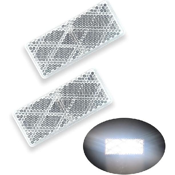 E-Mark DOT 4A CCC 2pcs Rectangle Reflector Self Adhesive Stick on Trailer Driveway Mailbox (Amber)