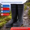 High-Top Steel Toe & Sole Rain Boots: Anti-Smash, Anti-Pierce, Slip-Resistant, and Wear-Resistant for Men's Construction Site Safety.