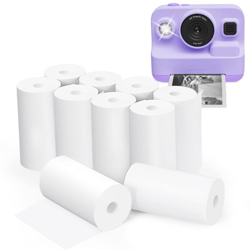 10 Rollen 57x25mm Weißes Thermopapier für Kinderkamera Sofortdruck Kinderkamera Druckpapier Ersatzzubehör