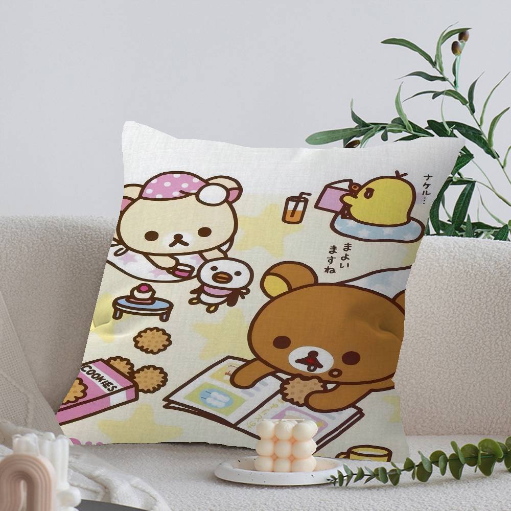 Cartoon Rilakkuma Decorative Room Aesthetics Pillow Case Home Decor Bedroom Sofa Bed Couch Pillow Cover x