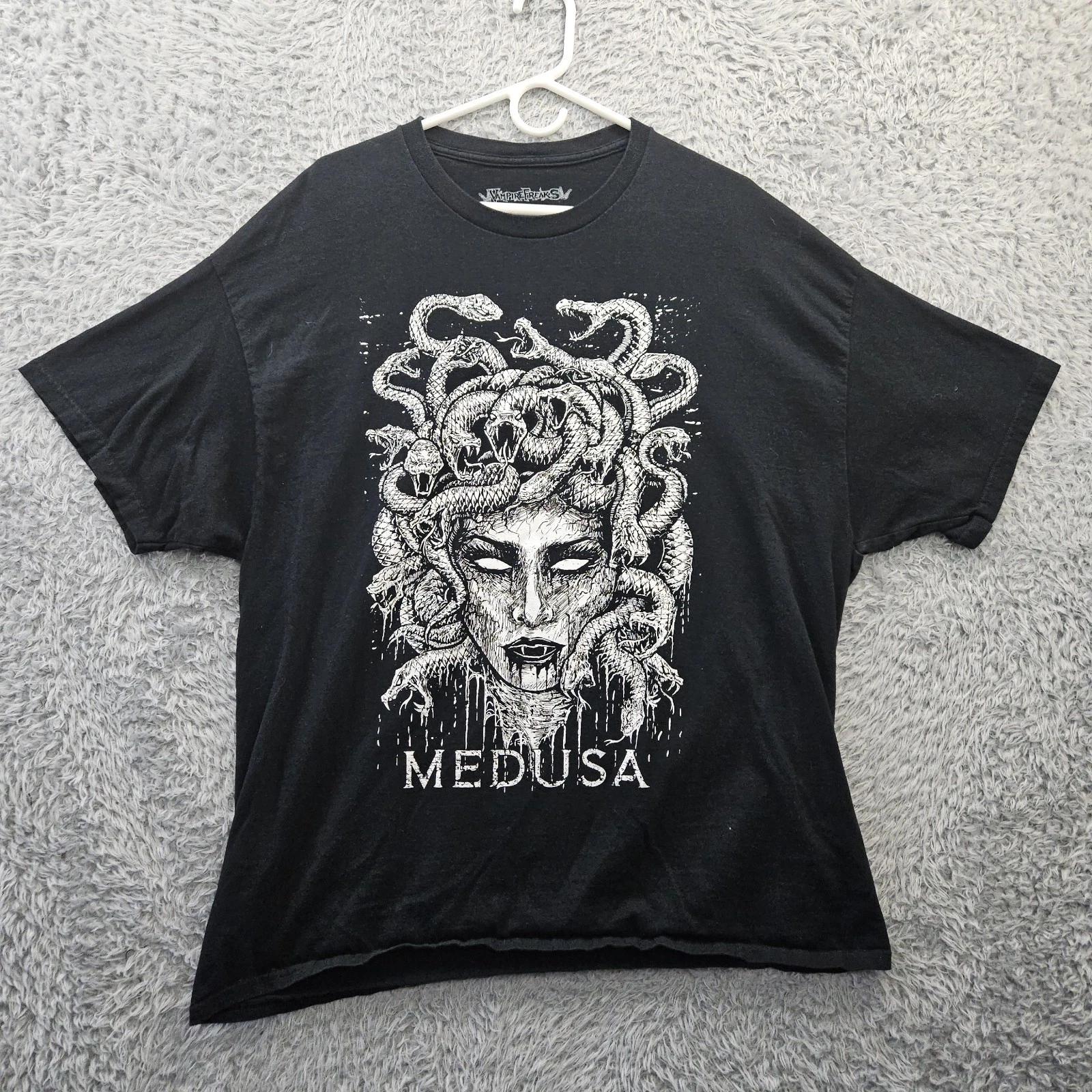 Футболка с принтом  Vampire Freaks  100% Хлопок Мужские Футболки Топ 2XL XXL Медуза Змеи 2-сторонний Мужской Хлопок Черный L