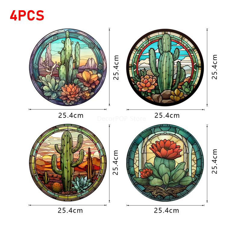 4PCS Colorful Stained Christmas Hummingbird Butterfly Window Glass Electrostatic Stickers PVC Decorative Film Party Home Decor