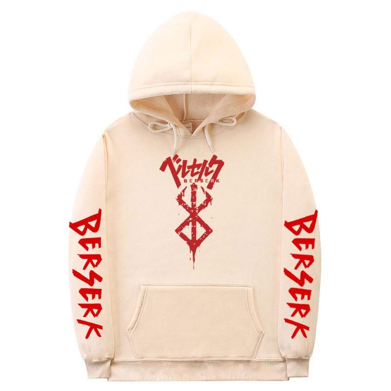 Mens Hooded Fleece Sweatshirt Inspired By Berserk Anime Streetwear Casual Oversized Pullover