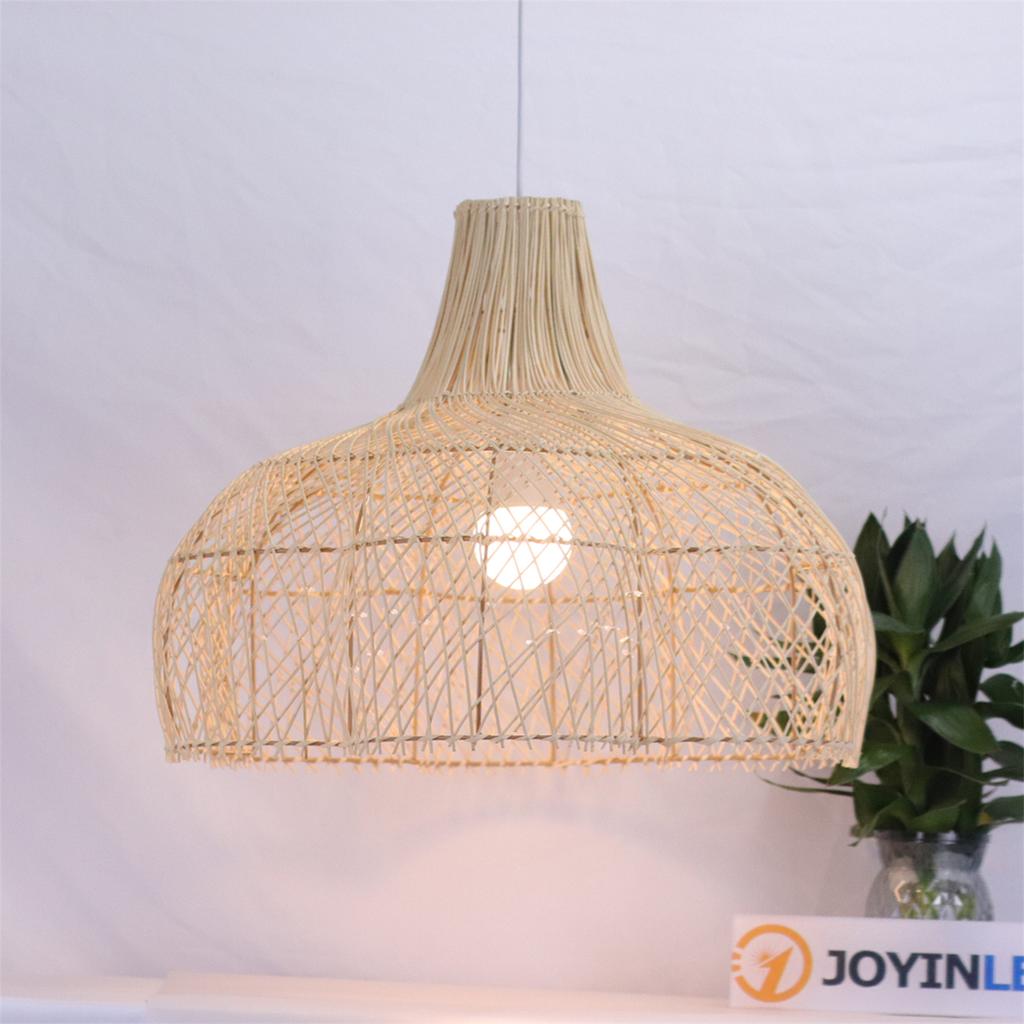 60CM Japanese Style Rattan Pendant Light Retro Hand-Woven E27 Boho Lamp for Restaurant Coffee Shop Dining Room Kitchen Island