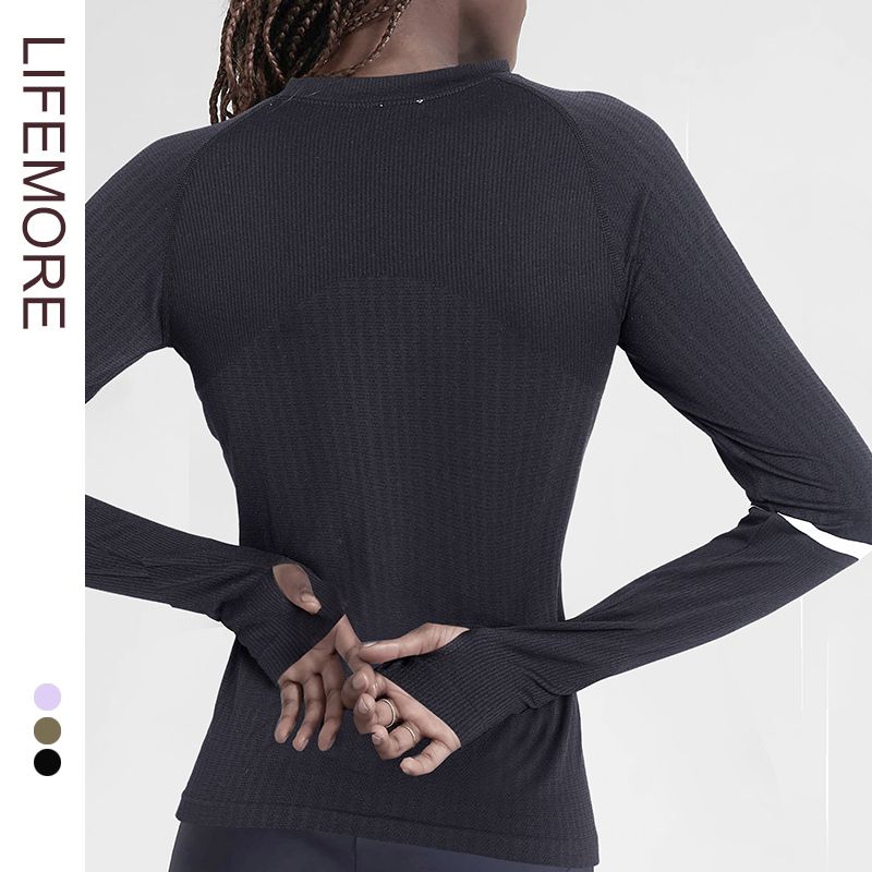 

Long Sleeves Women s Sports T-shirt Pilates Blouse Yoga Clothes Black L(56.50 kg-62.50 kg)