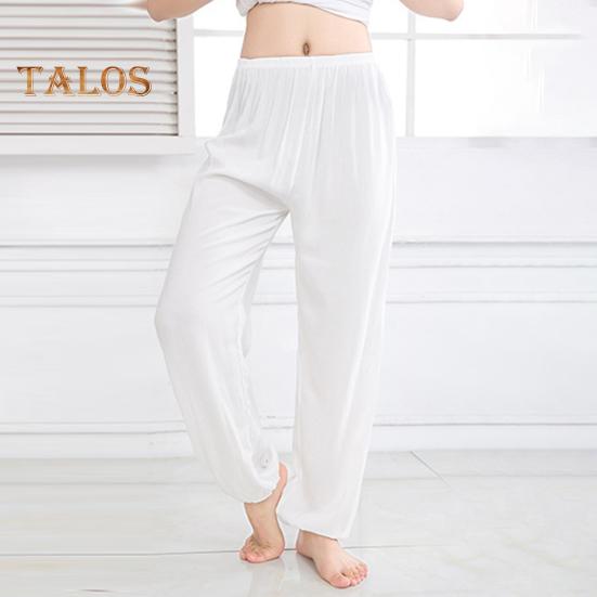 Unisex Bloomers Mid-rise Elastic Waist Casual Loose Leg Pants Solid Color Sporty Style Lightweight Trousers Versatile Wear