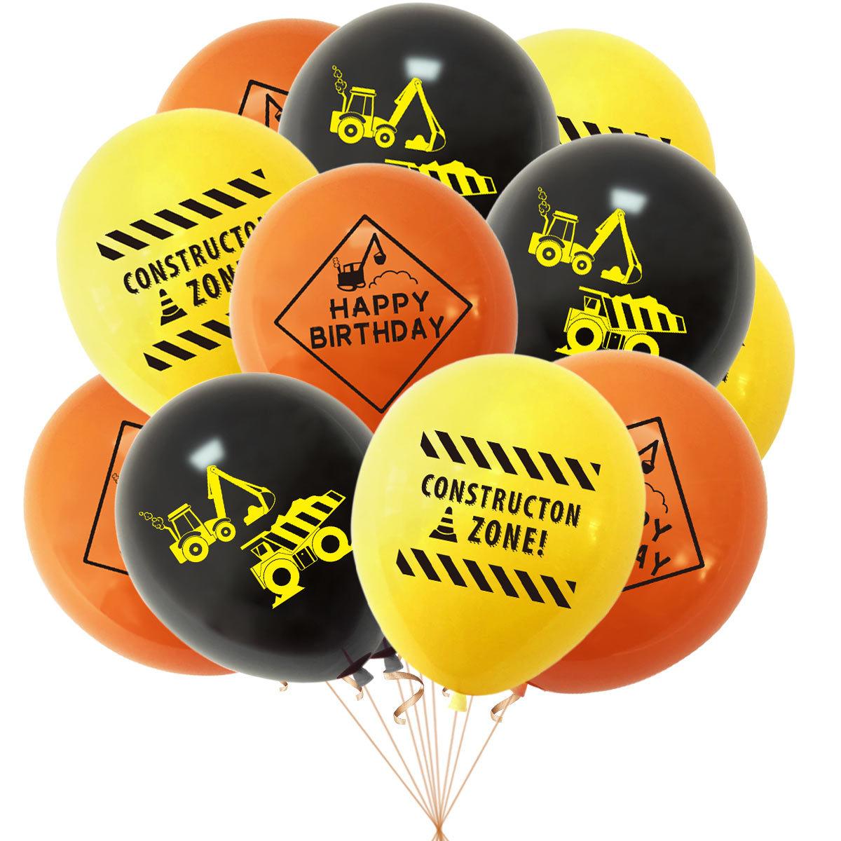 10Pcs Construction Tractor Theme Excavator Balloons Racing Cars Balloon Firefighter Cars Balloons Set Boys Birthday Globlos 12INCH