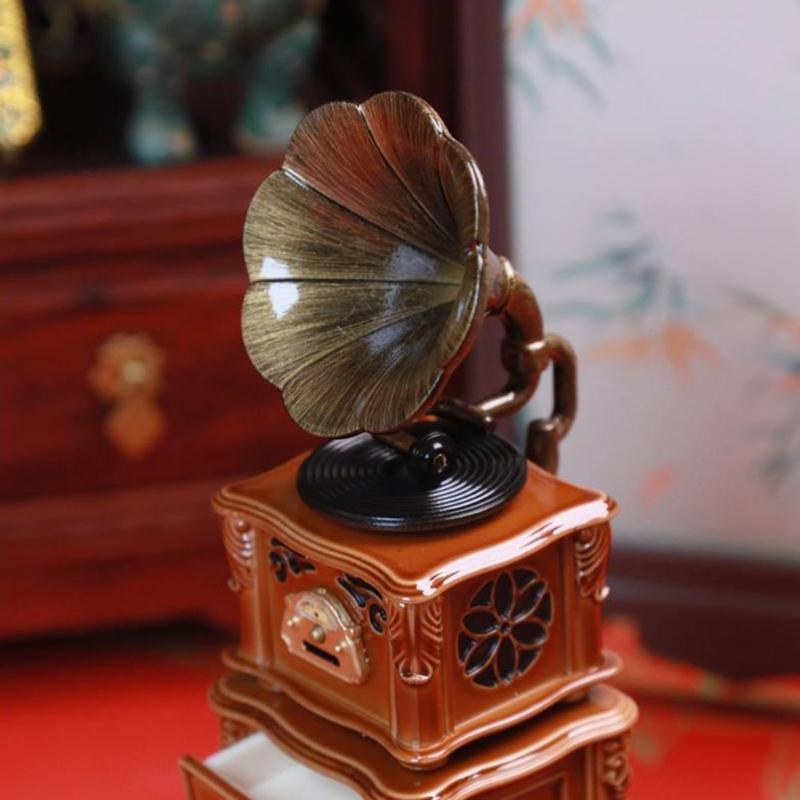 High Quality Miniature Turntable Dollhouses Piece Adds Vintage Charm to Any Room Setting Pretend Play