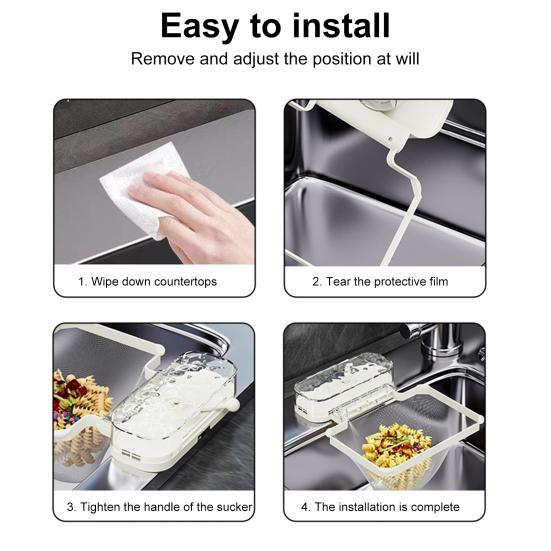 Disposable Sink Filter Rack with 100 Filter Mesh Bags Water Wave Texture Waste Rack Suction Cup Sink Strainer Rack Sink Filter Holder