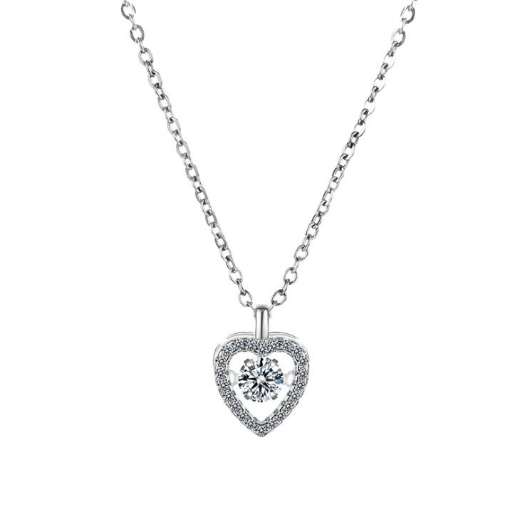 Luxurious Twinkling Heart Necklace Beating Crystal Chain Valentine s Day Gift