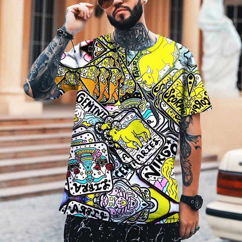 Letní pánské tričko Umění různých rozměrů 3D tisk Pánské topy Humorné Abstraktní Vtipné Šití Vysoká kvalita