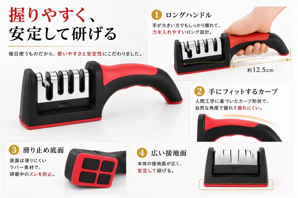 Knife Sharpener with 4 Sharpening Scissors Detachable Ergonomic for Coarse To Fine Home Knife Scissors Easy Chinese Knife Knife Sharpener Stages,