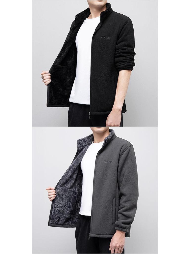 Men's Plus Size Fleece Jacket: Loose Fit for Middle-aged and Elderly, Perfect for Autumn and Winter