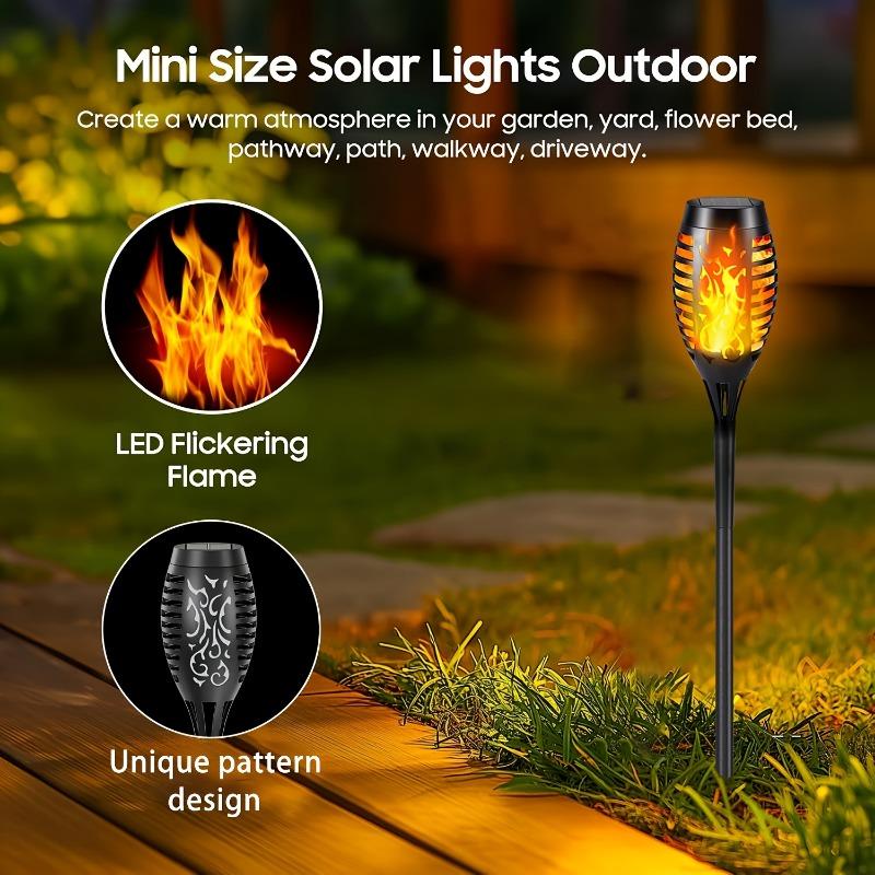 8PCS Solar Flickering Flame Light - Warm, Decorative Analog Flame Light Garden | Flickering Flame Effects | Durable Plastic, LED Light