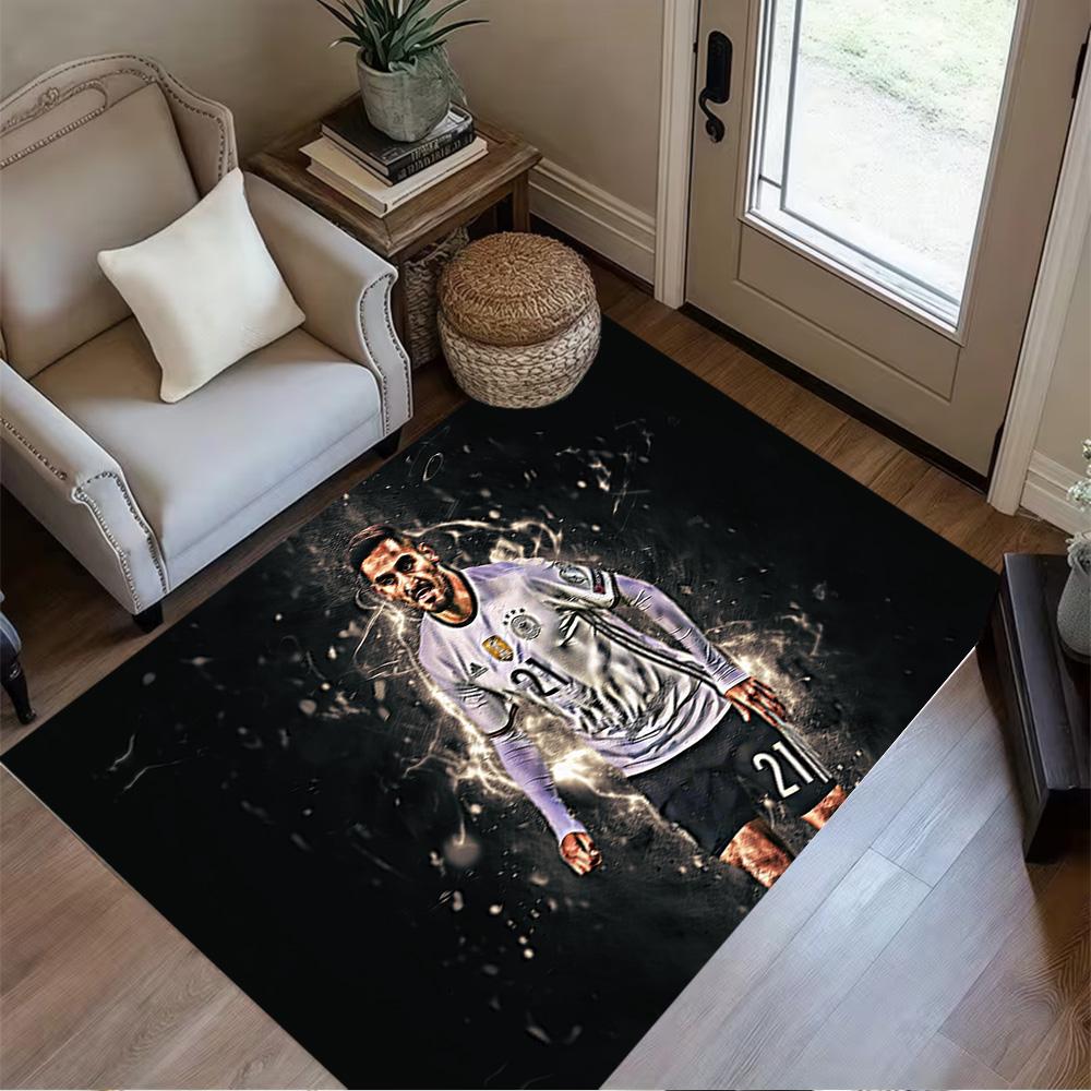 Dynamic Soccer Player Pose Floor Rug Office Rug Perfect for Hallway Dormitory Bedrooms Living Rooms Anti-slip Rug Office home decor Spiritual Gift