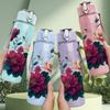 1PC Dark Red Peony Floral Pattern 750ml Color Plastic Sports Water Bottle Leakproof Flip Straw Lid Suitable for Sports Office Home Use