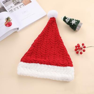 Knitting Wool Christmas Hat Wheat Grain Pattern Plush Santa Claus Hats Adult Children's Hat Xmas New Year Decoration Props
