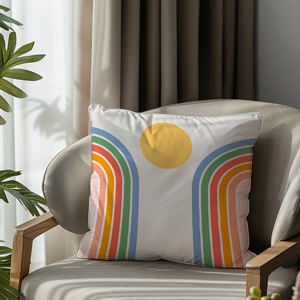 Rainbow Throw Pillowcase Cushion Cover Boho Decor Geometric Abstract Accent Pillow for Sofa Bedding Home Living Room