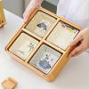 Japanese Bamboo & Wood Snack Box - 4-Compartment Plate for Pastries, Nuts, Seeds, & Dried Fruit
