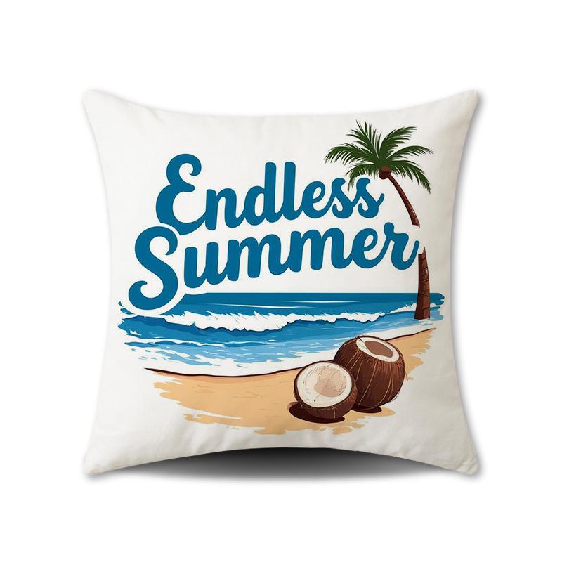 

New Summer Beach Aquarium Pillow Print Pattern Summer Living Room Sofa Bedroom Bedside Decorative Pillow Case linen-45x45cm double-sided [without pillow core]