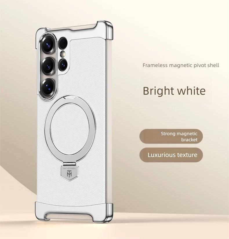 Luxe Metalen Bumper Case voor Samsung Galaxy S26 Ultra/S25 Ultra/S24 Ultra Magnetische Cover met 360° Ring Standhouder Randloos