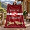 FC Spartak Moscow Custom Name Flannel Blanket Personalized Soft Warm Plush Throw Blanket Customized Gift for Family Friends