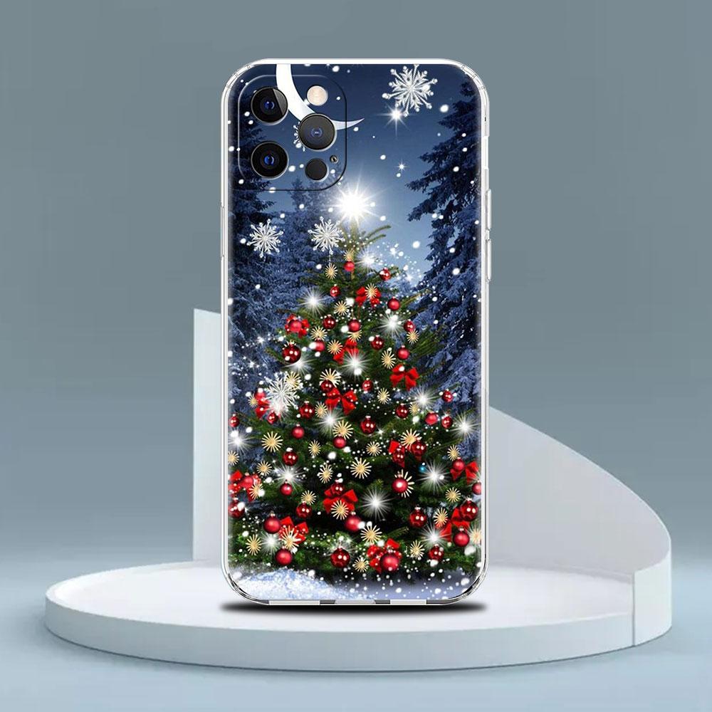 Case For Apple iPhone 14 13 11 Pro 12 7 8 Plus SE 2022 XR X XS Max 6 6S Clear Silicone Phone Cover Winter Snow Merry Christmas