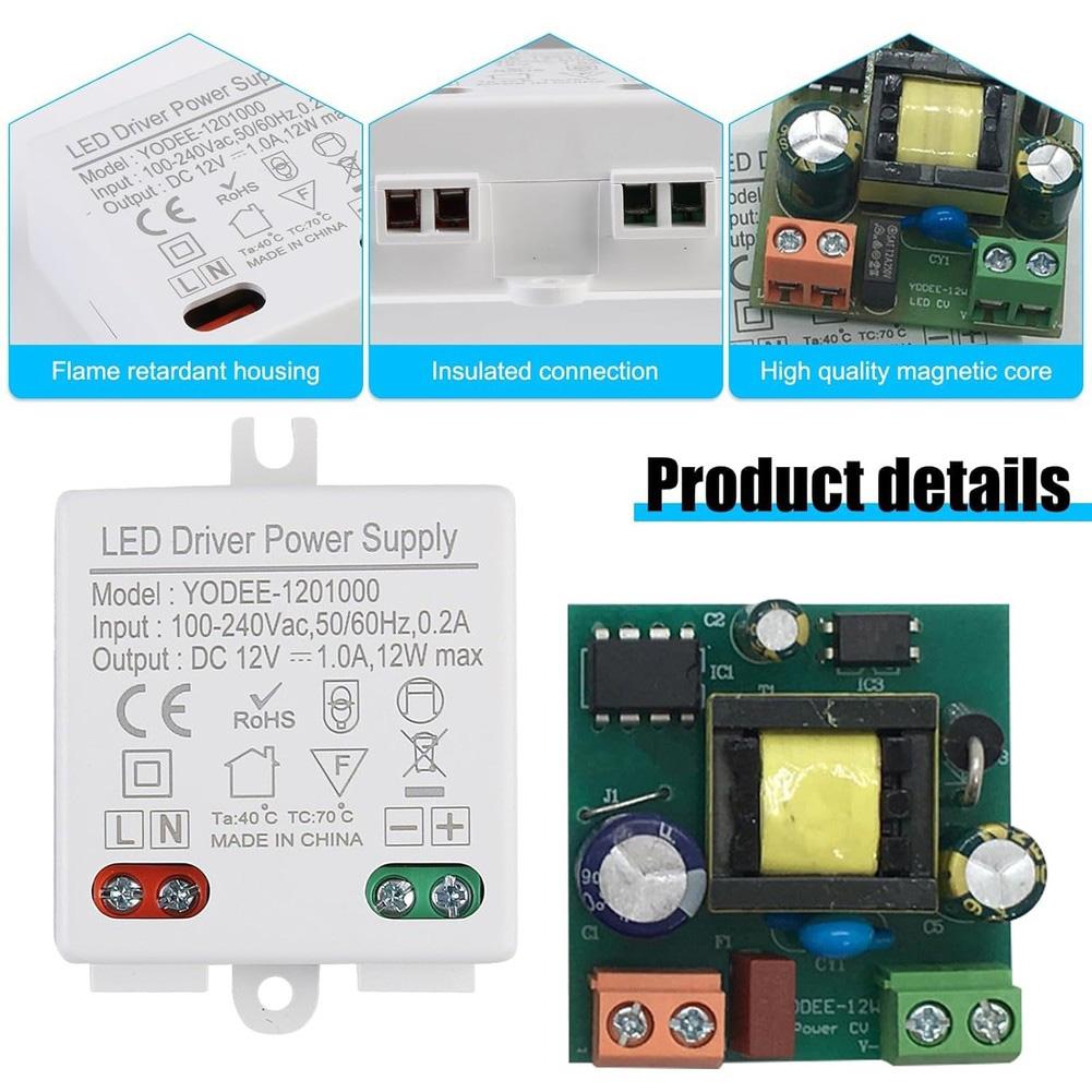 For Cabinets 12V Lighting Driver 12V Transformer For LED Strips Switching Power Supply Compact Design For Tight Spaces