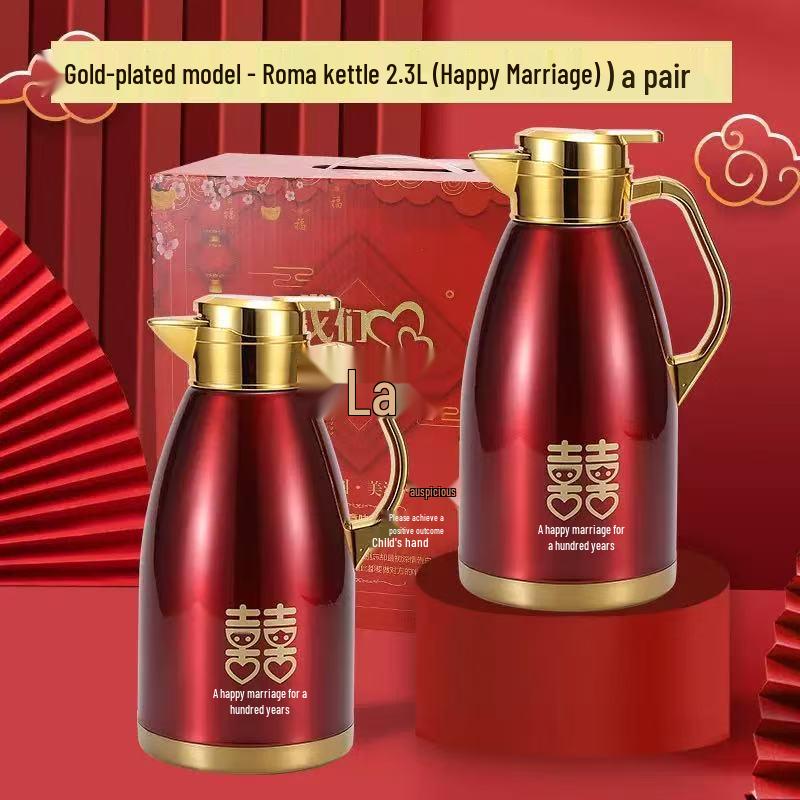 304 Stainless Steel Red Wedding Thermos Flask Pair