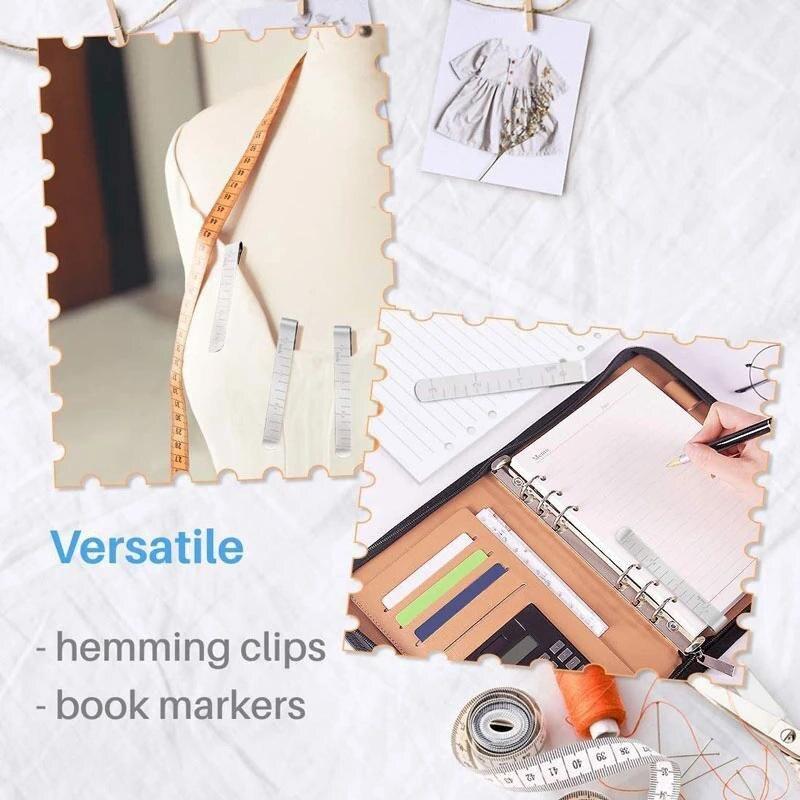 10pcs Sewing Hemming Clips Stainless Steel Hemming Clips Metal Crimping Clip Fabric Measuring Ruler DIY Sewing Clip Tools