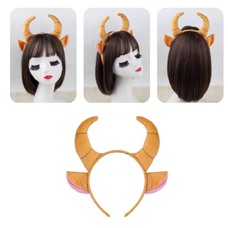 Portable Bull Horn Headband Children's Animal Headpiece Party Theme Headgear Hairpiece Accesories for Various Occasion