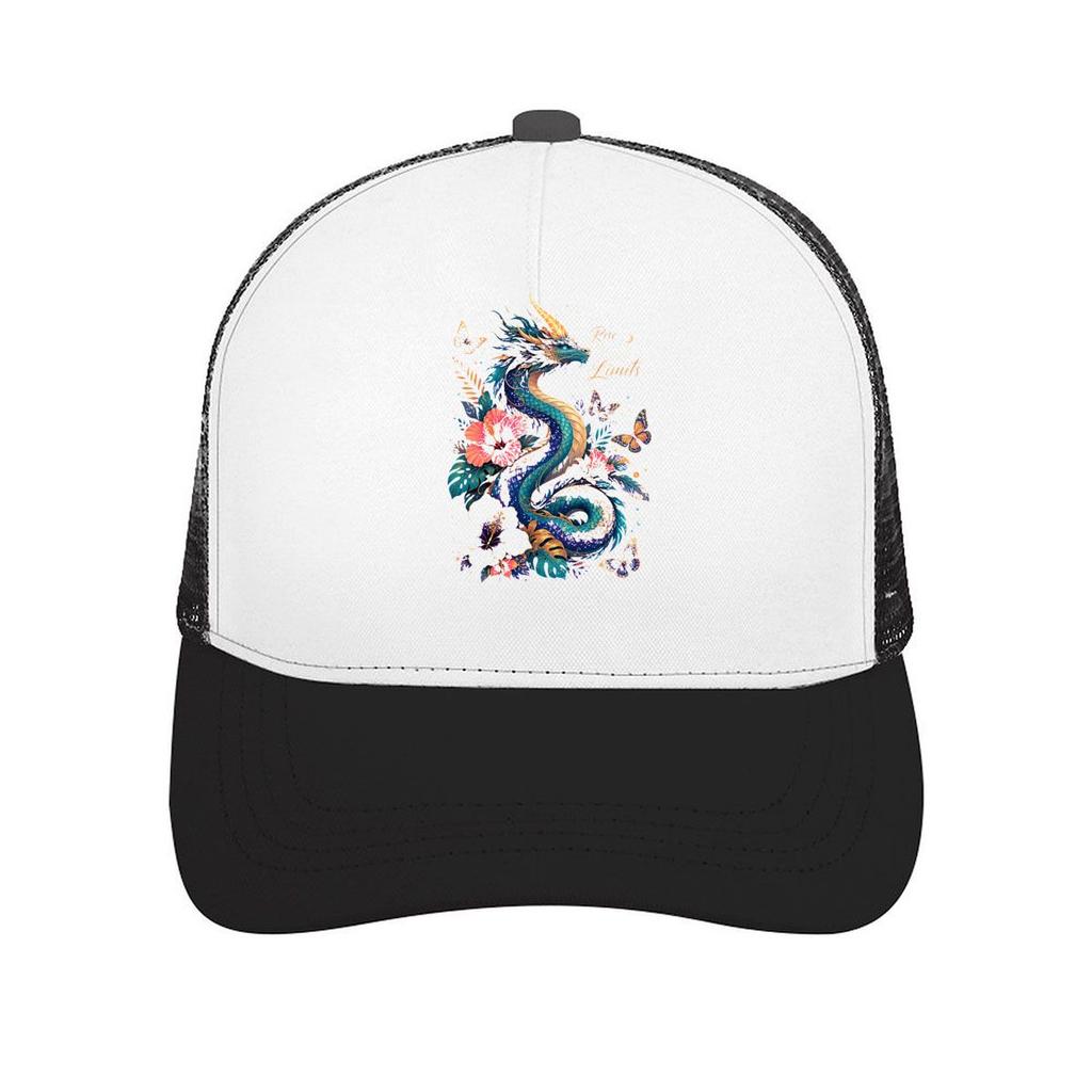 Mystic Rainbow Dragon Bloom Fantasy Mesh Baseball Cap Casual Hat Outdoor For Womens Unisex FeUnisex