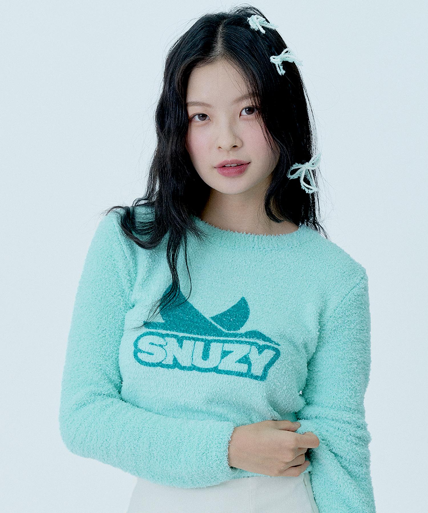 Snudge Logo Knit Crop Top Pastal Green Pastel Green