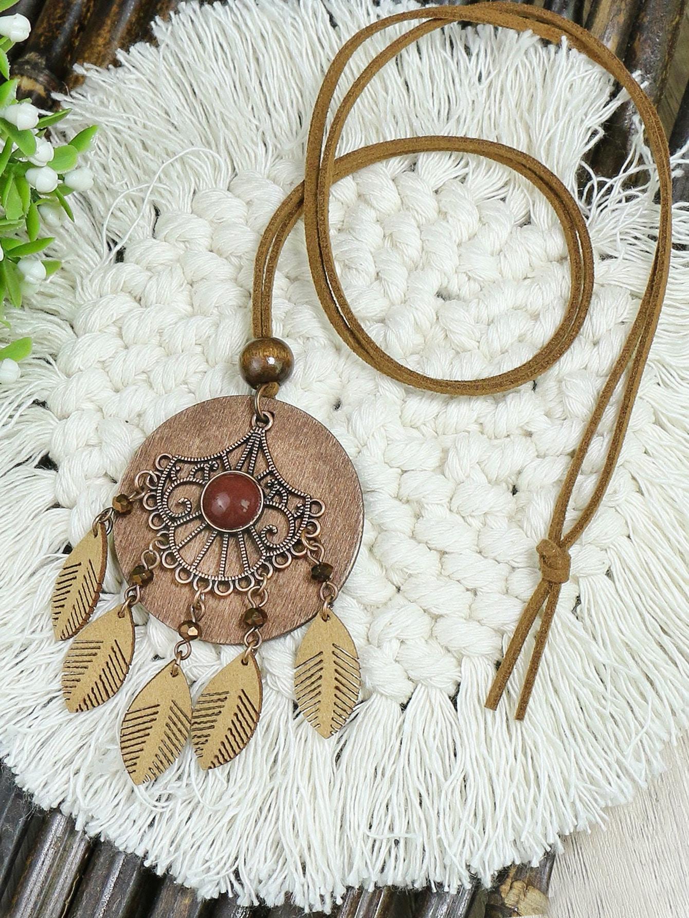 

Винтажное этническое длинное женское ожерелье, металлическая цепочка, ожерелье с кисточкой в виде колеса, женское, для повседневной носки, для отпуска, подарок