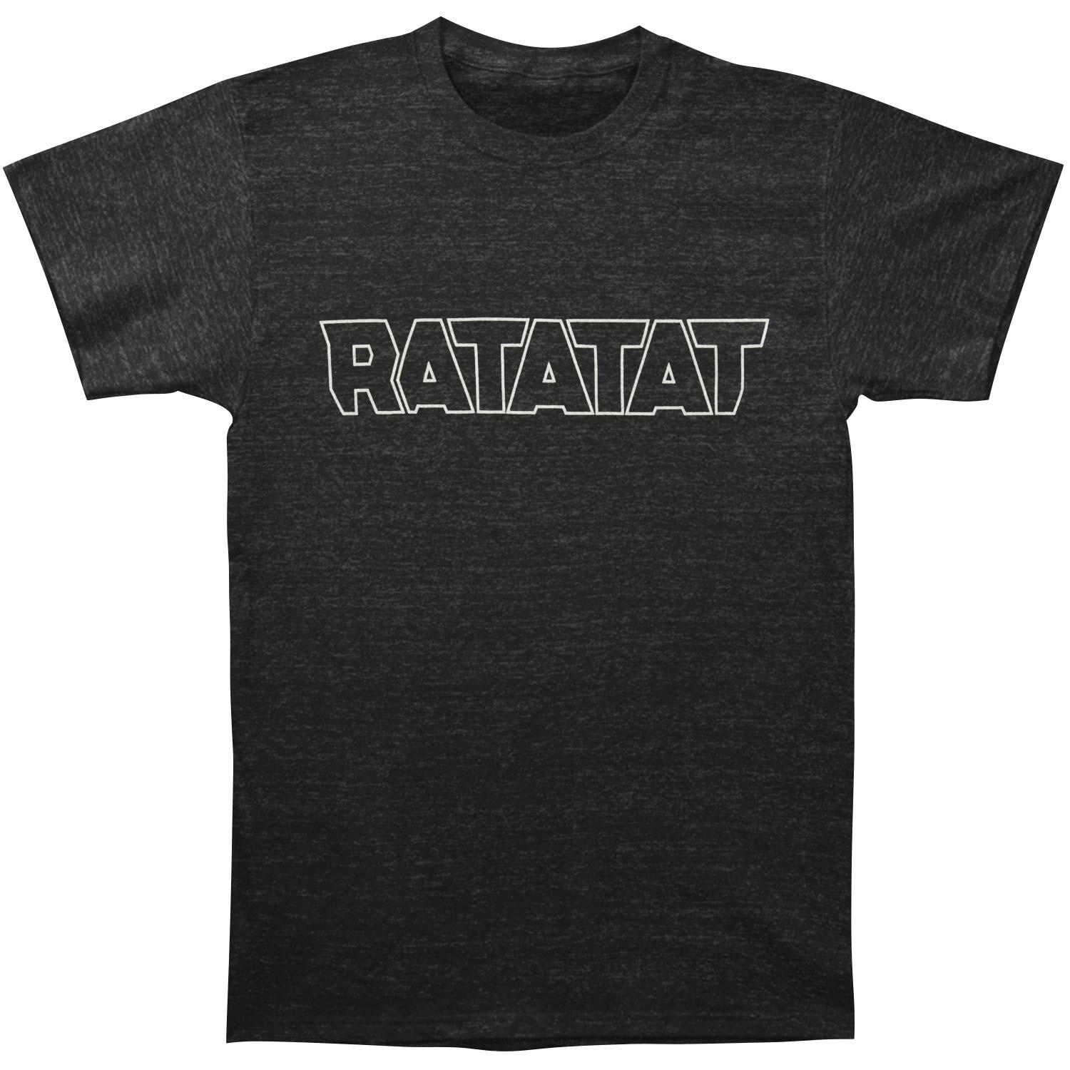 Men s Ratatat White Outline Logo on Black Slim Fit T-Shirt Mens Womens Tees Top  Tri-Blend 2XL