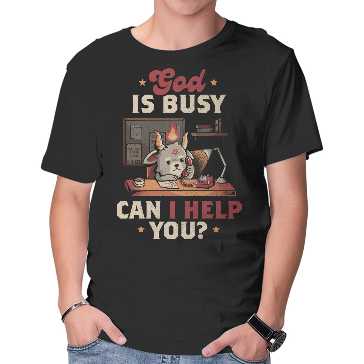 Unisex Crew Neck T-Shirt God Is Busy Graphic Short Sleeve Casual Tee XXXXL