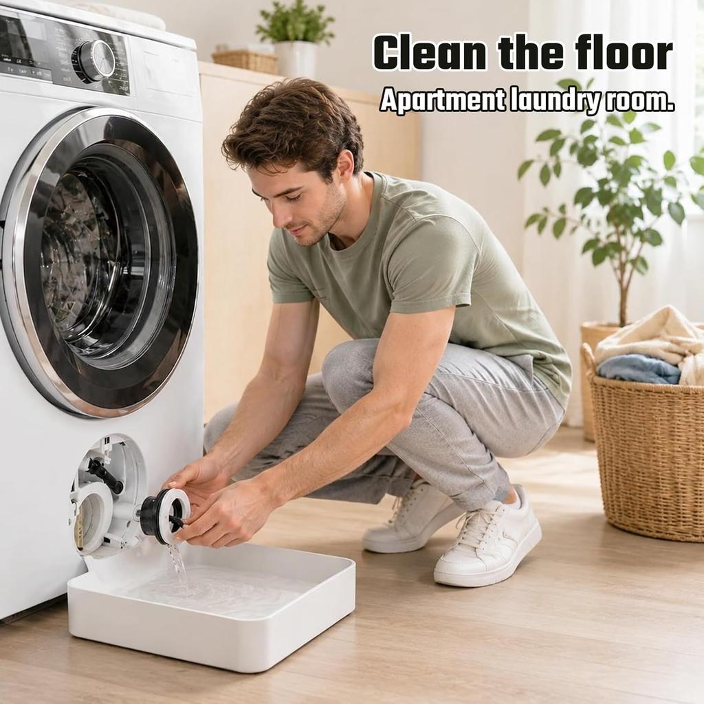Universal Front-Load Washing Machine Drain Pan - Leak-Proof Water Catch Tray for Basement Apartment Mobile Home - Easy Installation Washer Drainage