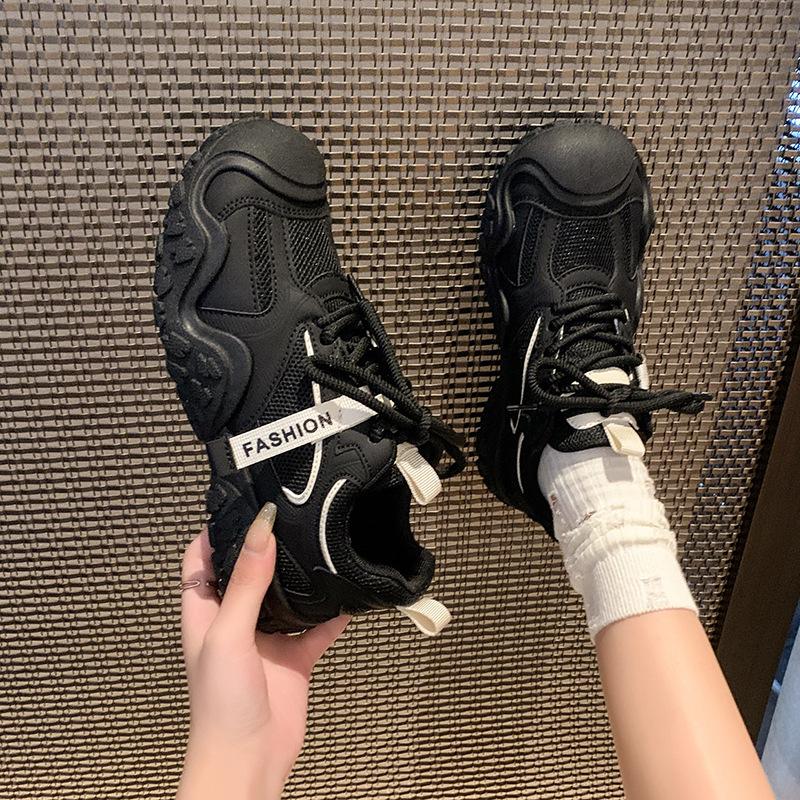 Casual Big Head Ugly Cute Dad Shoes Girl 2025 Autumn Mesh Breathable Thin Muffin Thick Sole Retro Sports Shoes
