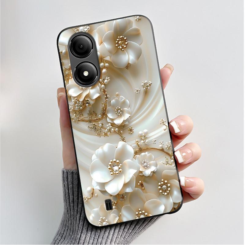 Custodia con Stampa per ZTE Blade A33S A34 Guscio Nero in Morbido Silicone per ZTE Blade A31 Plus Custodia Carina con Fiori e Cartoni Animati