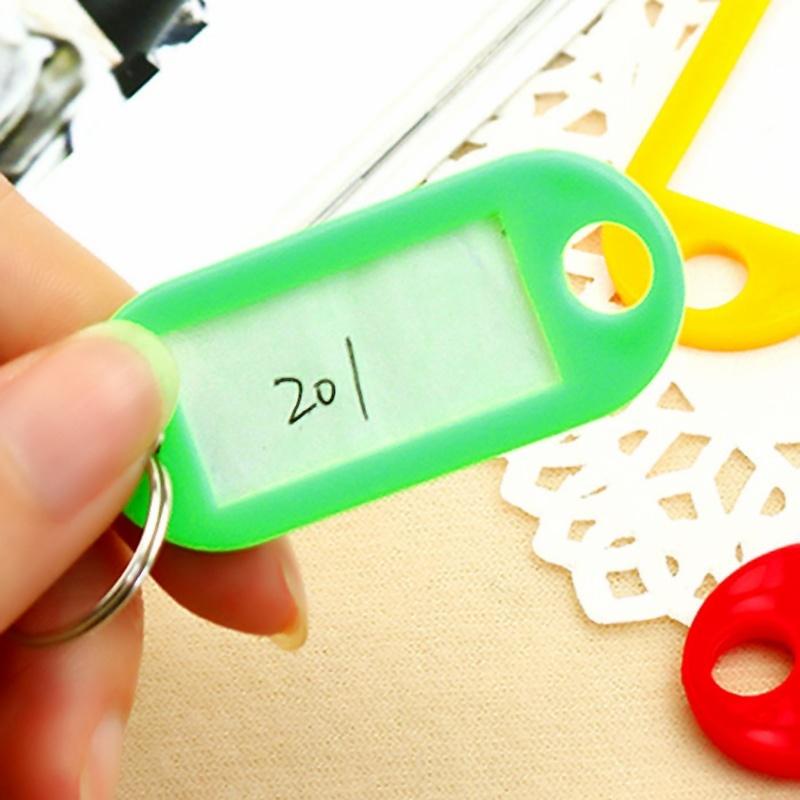 30 Coloured Plastic Key Fobs Luggage ID Tags Labels Key Rings with Name Cards