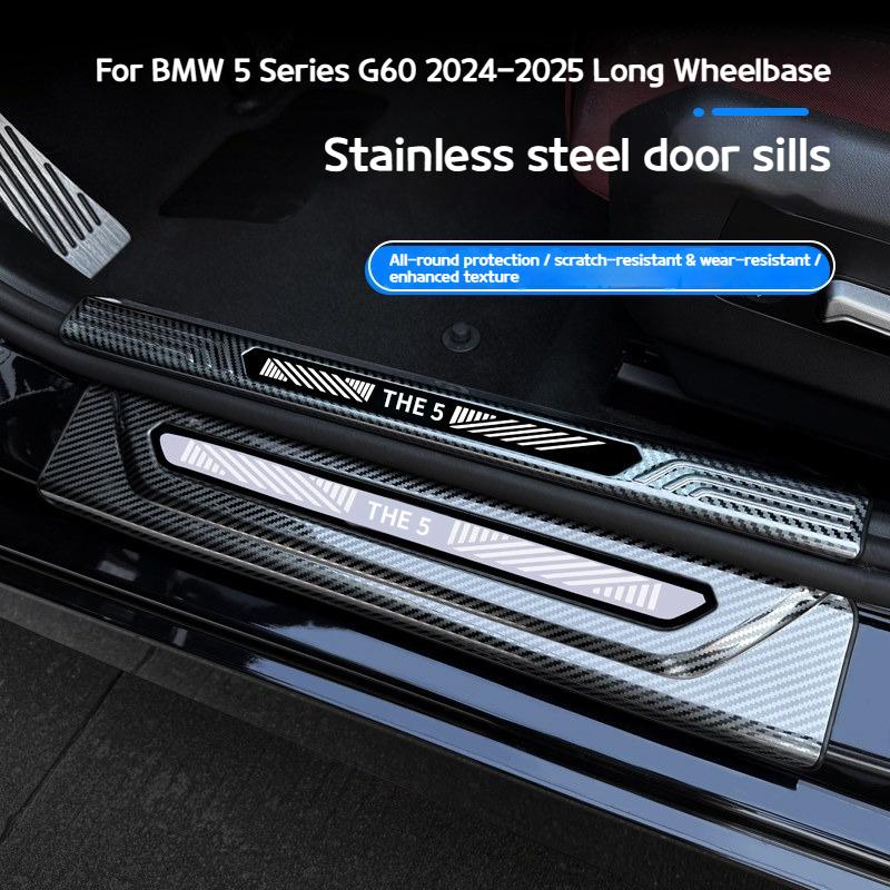 For BMW 5 series G60 2024-2025 car Threshold strips welcome steps guard platesStainless steel vehicle interior accessories